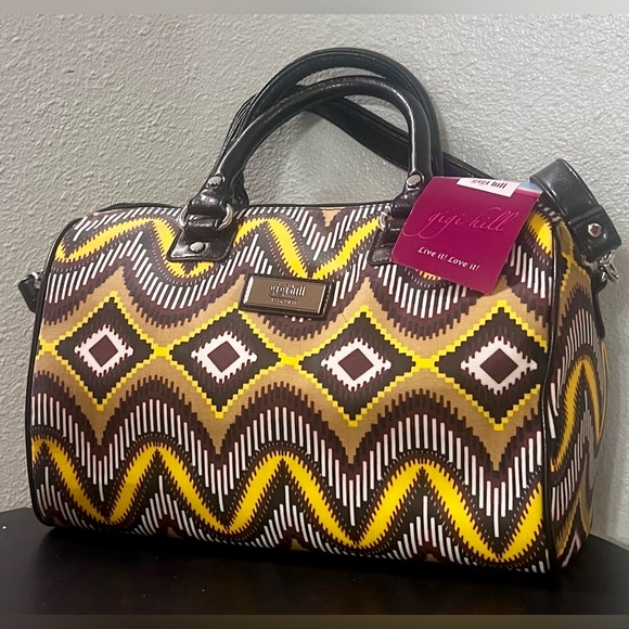 Gigi Hill Handbags - NEW Gigi Hill Los Angeles Sunburst Zigzag Patterned Bag Yellow Brown Aztec Boho